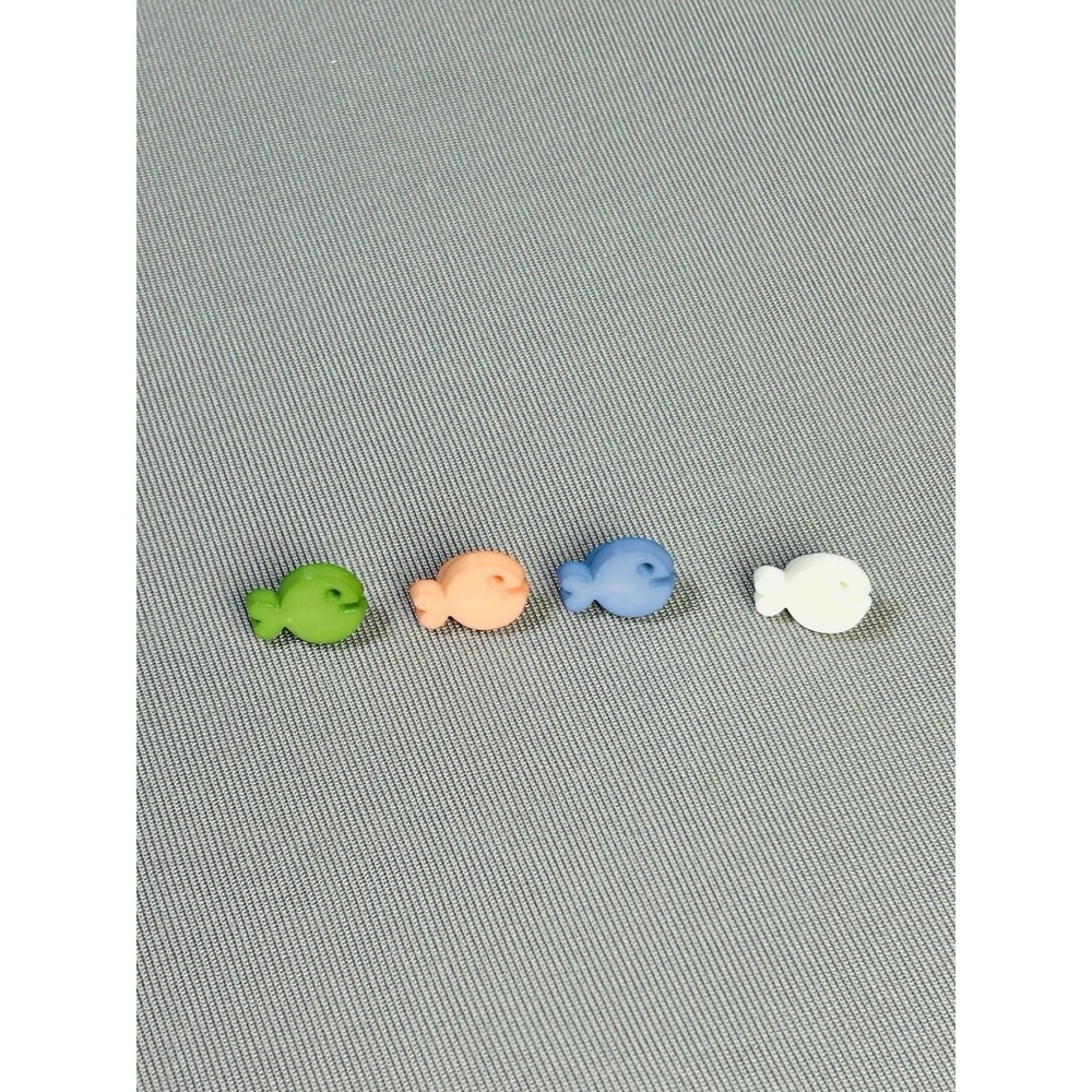 Vintage Pastel Multicolor Tiny Fish Novelty Kids Sewing Buttons Set Of 4